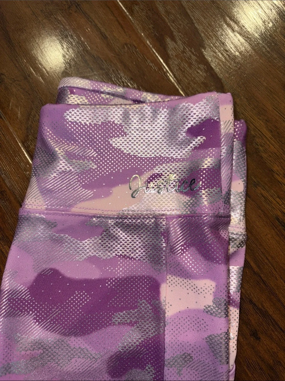 Justice Purple and Pink Camo Active Leggings Youth M